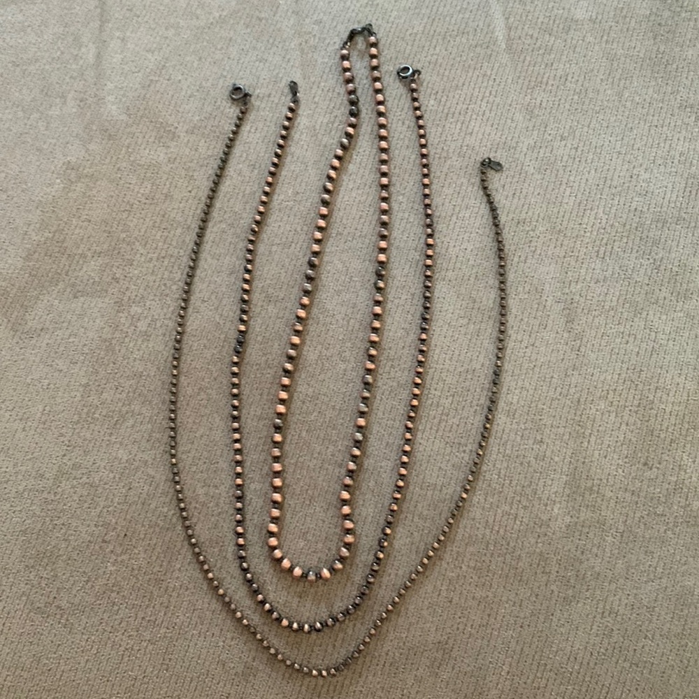 Set of Three Copper-plated Necklaces